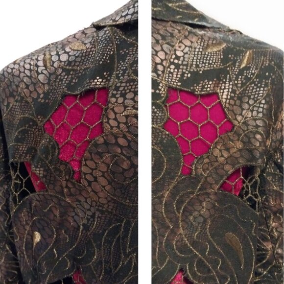 Chico’s Size 2 Open Fretwork Embroidered Topper Jacket Women’s Large Size 12 - Picture 6 of 10